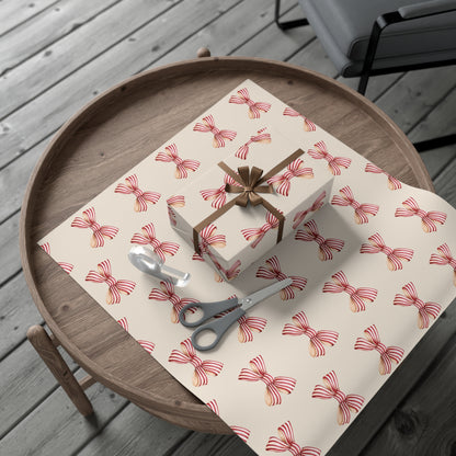 Red and Cream Bow Gift Wrapping Paper