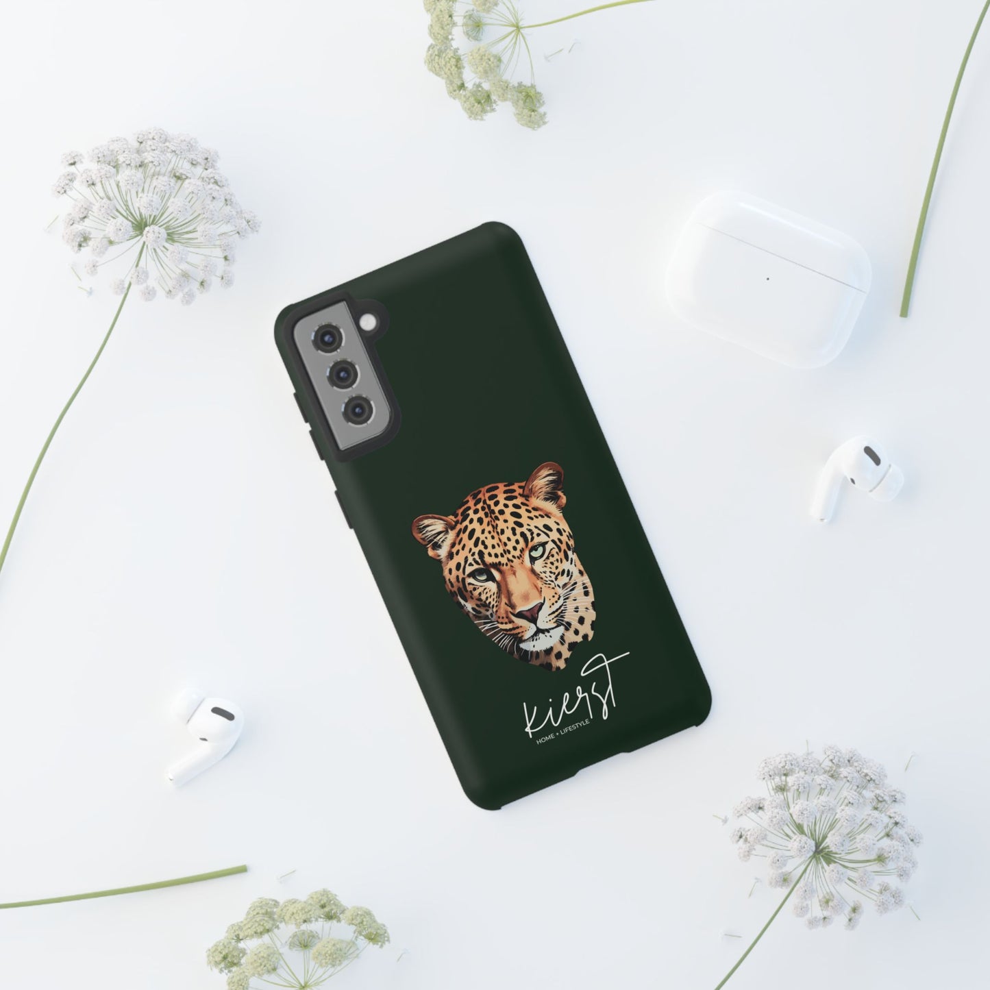 Leopard Head on Signature Midnight Pine Samsung Galaxy Case