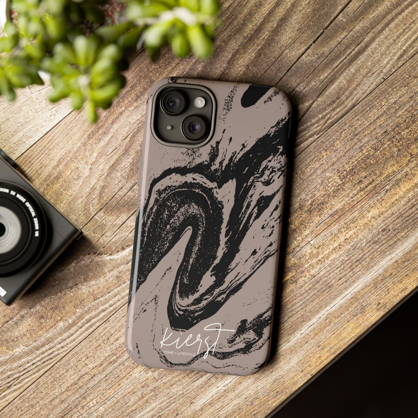 Taupe and Black Marble iPhone Case