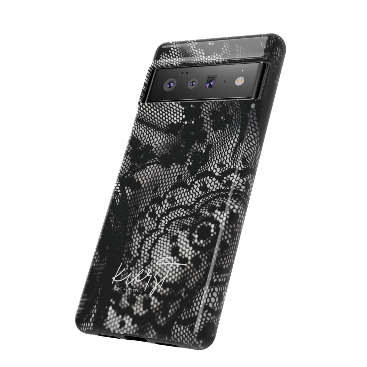 Black + White Lace Print Google Pixel Phone Case