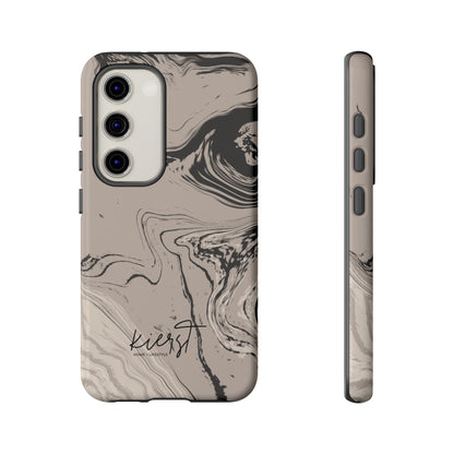 Cream, Grey, and Taupe Marble Samsung Galaxy Phone Case | Rich Swirls, Neutral Motion