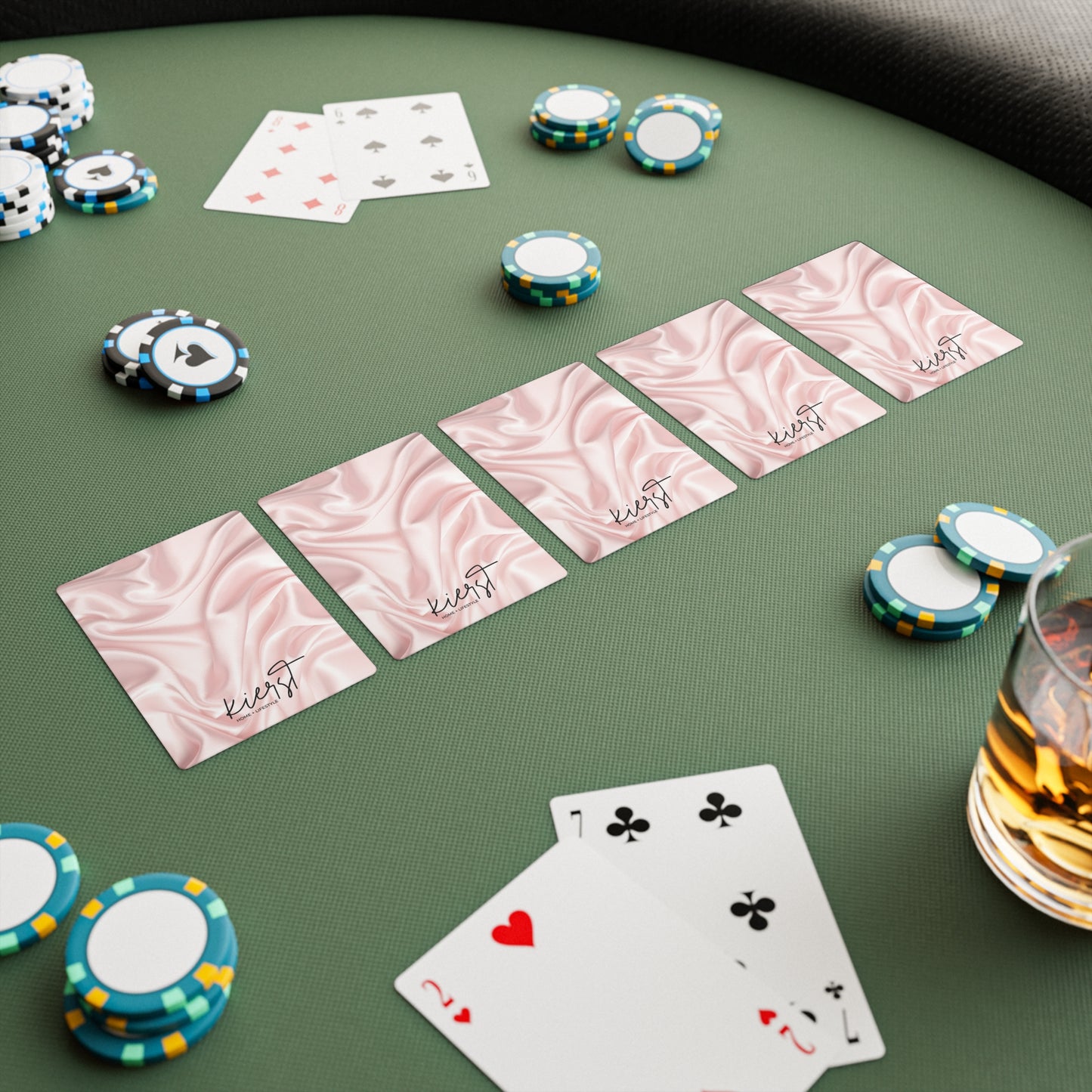 Pink Silk Print Poker Playing Cards