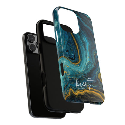 Teal & Gold Marble iPhone Case