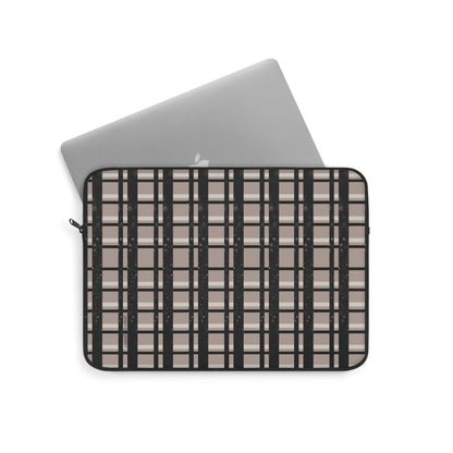 Tan, Black, Black Glitter Plaid Laptop Sleeve