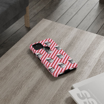 Holiday 25 Cool Santa on Pink and Red Diagonal Striped Google Pixel Phone Case