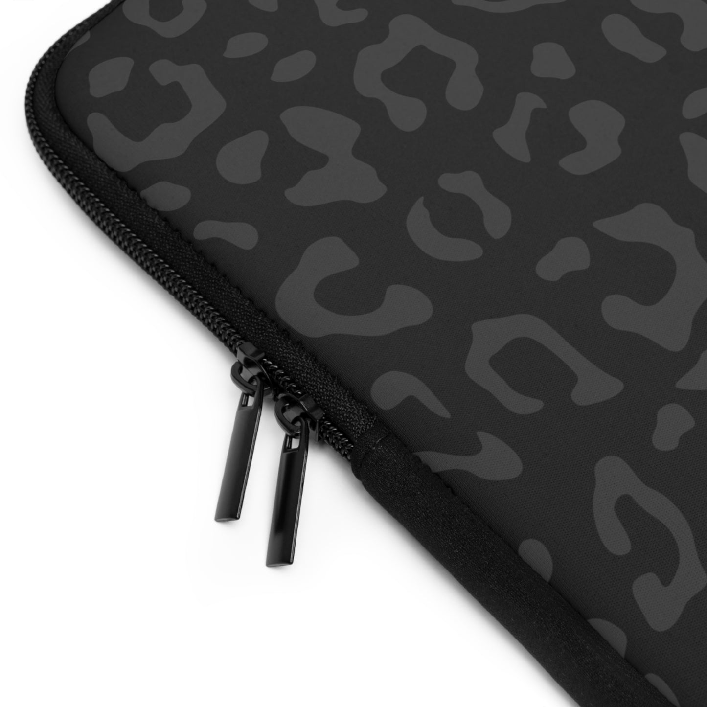 Grey on Black Leopard Laptop Sleeve