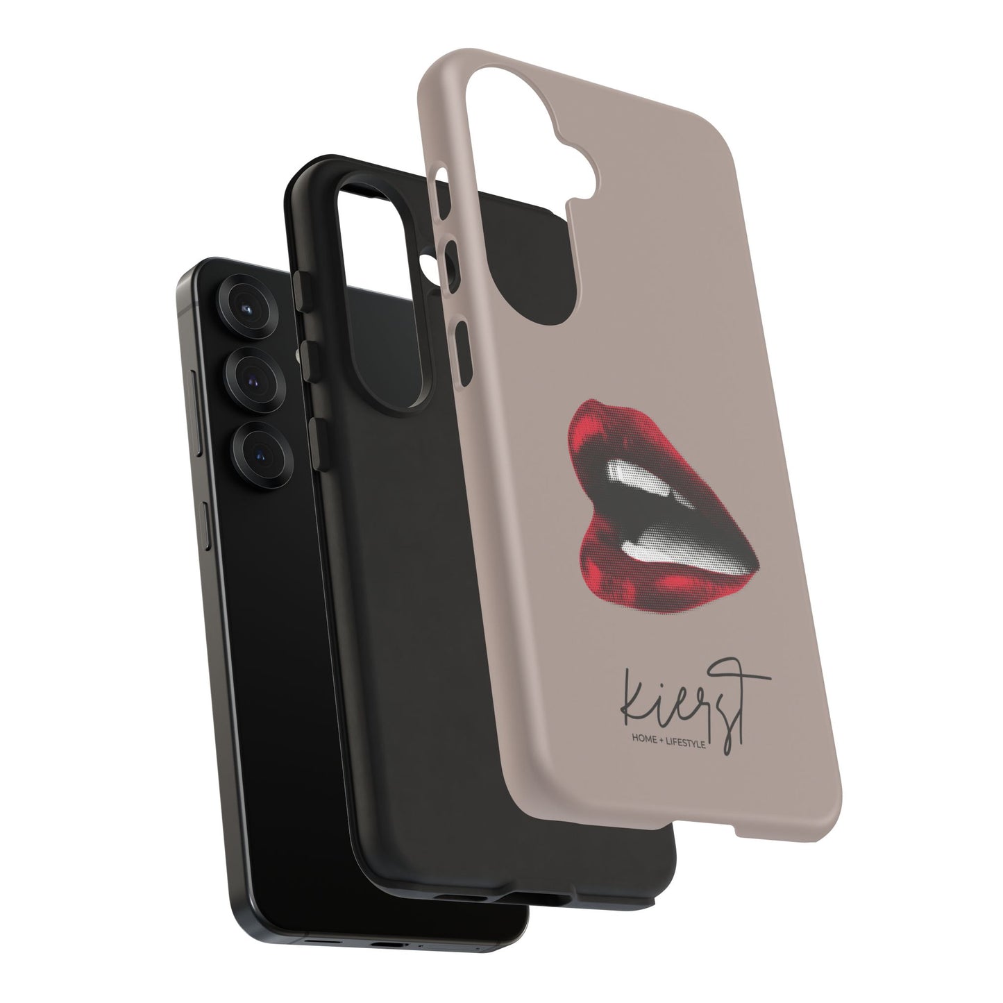 Vintage Red Lips on Taupe Samsung Galaxy Phone Case