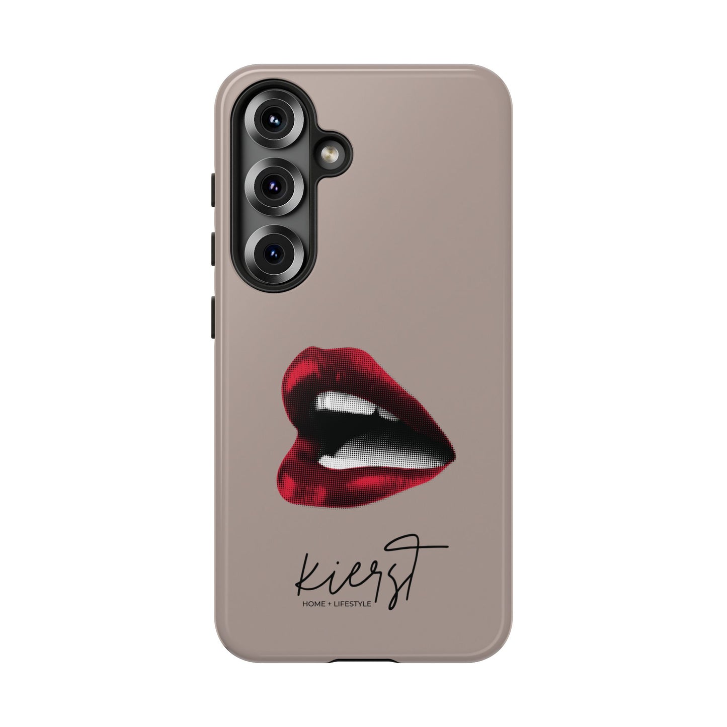 Vintage Red Lips on Taupe Samsung Galaxy Phone Case