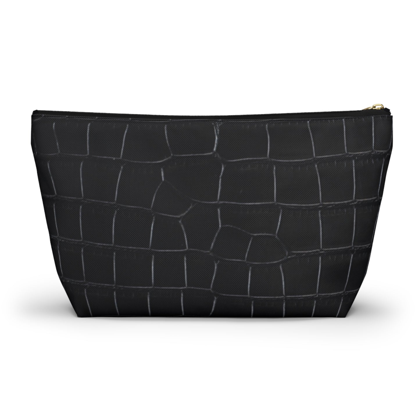 Black Crocodile Accessory Pouch w T-bottom