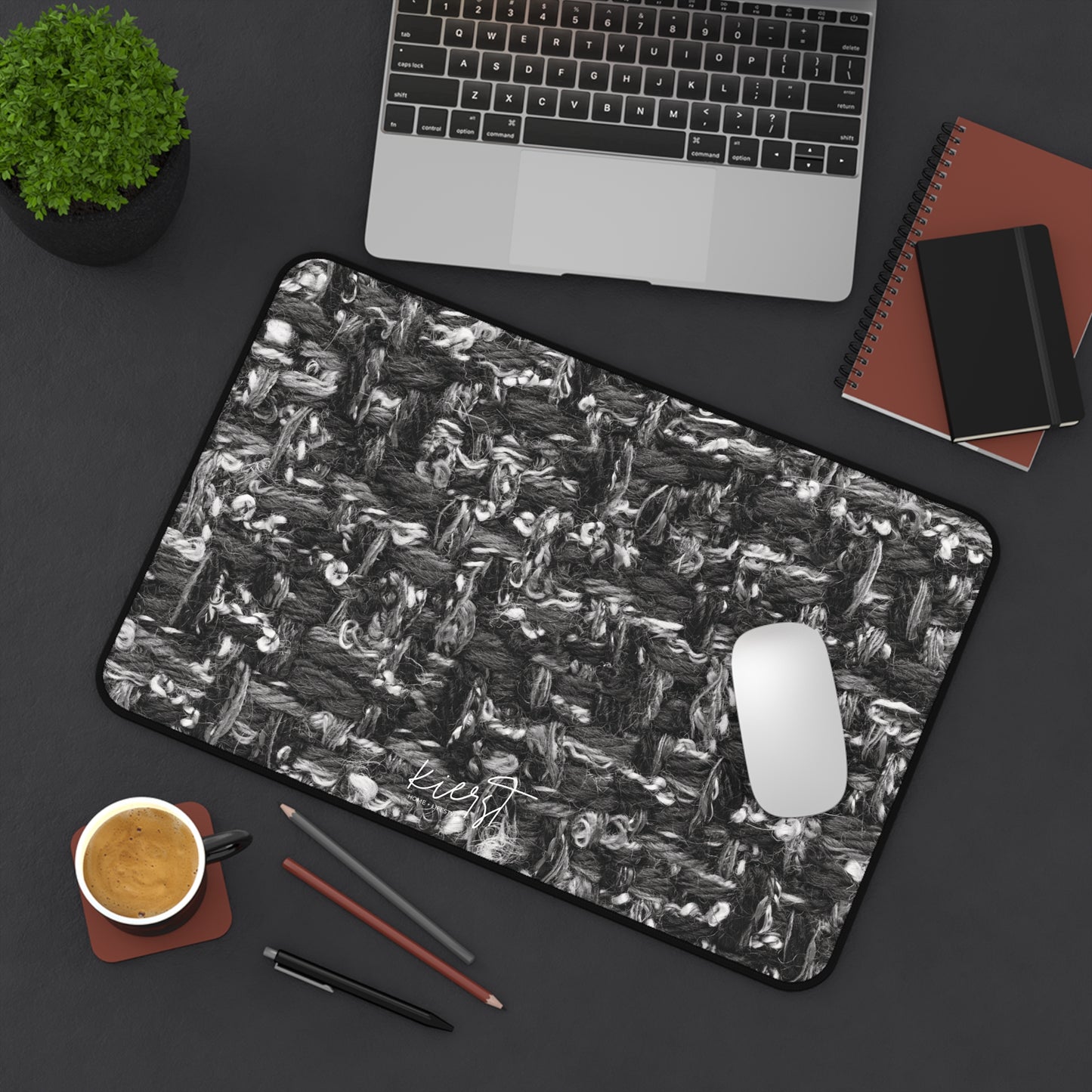 Grey Tweed Print Desk Mat