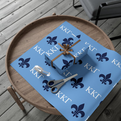 Dark Blue Fleur-de-lis White Kappa Kappa Gamma KKG Gift Wrapping Paper