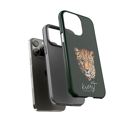 Leopard Head on Signature Midnight Pine iPhone Case | Designed to Stand Out