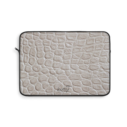 Cream Reptile Print Laptop Sleeve | Elevated Printed Texture for Everyday Tech