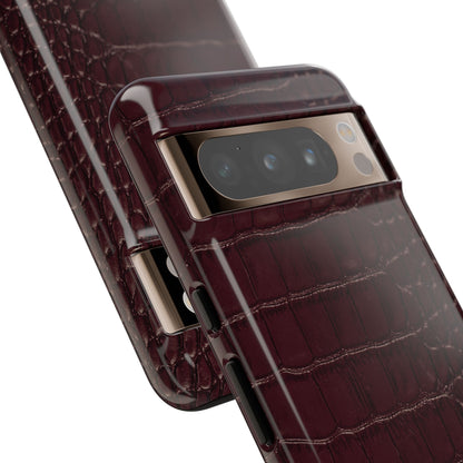 Signature Velvet Noir Crocodile Print Google Pixel Phone Case