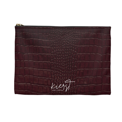 Signature Velvet Noir Crocodile Print Accessory Pouch