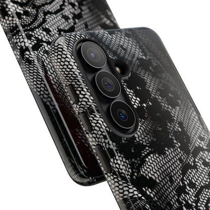 Black + White Lace Print Samsung Galaxy Phone Case