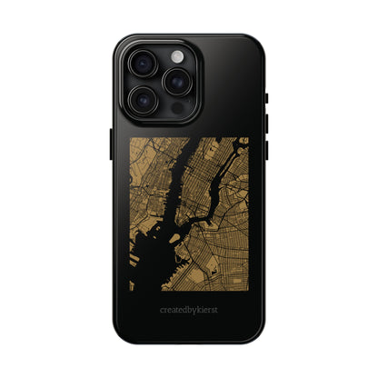 Black and Gold NYC Map iPhone Case