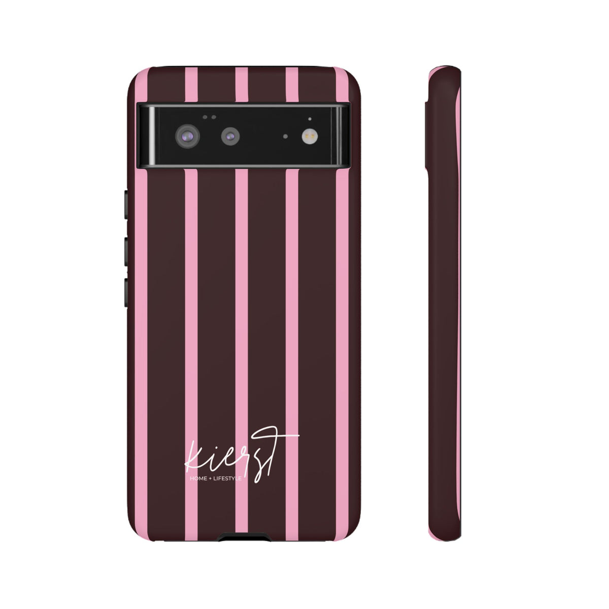 Signature Velvet Noir + Pink Stripes Google Pixel Phone Case