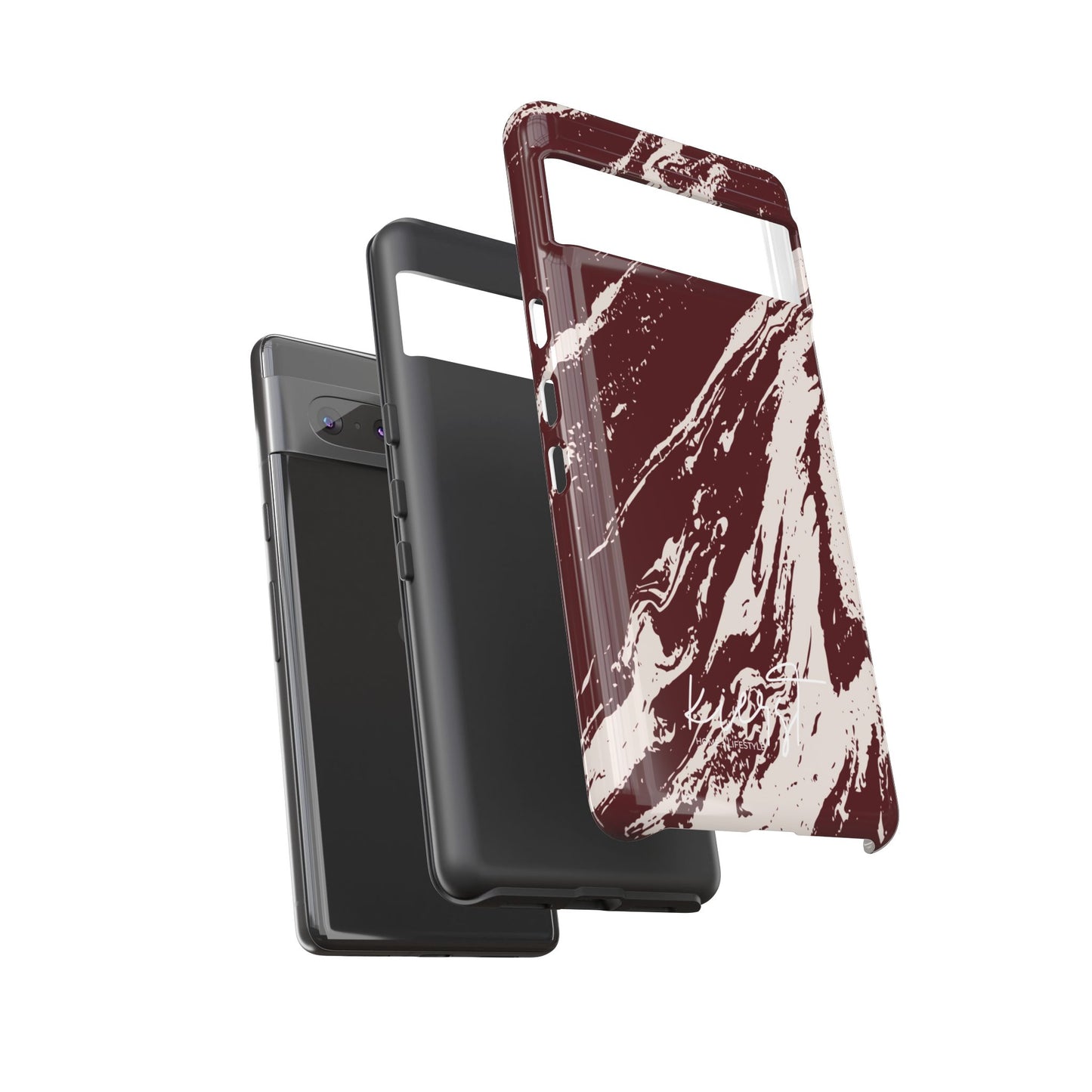 Cream Marble on Signature Velvet Noir Google Pixel Phone Case