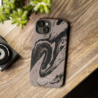 Taupe and Black Marble iPhone Case