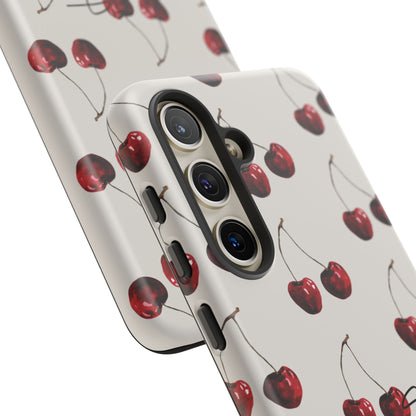 Moody Cherry Stems on White Bone Samsung Galaxy Case | Understated Luxury With A Playful Bite