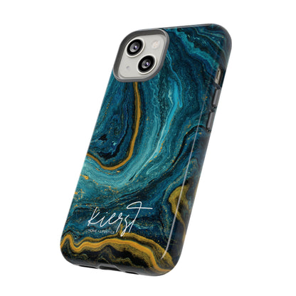 Teal & Gold Marble iPhone Case