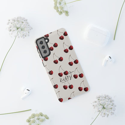Moody Cherry Stems on White Bone Samsung Galaxy Case | Understated Luxury With A Playful Bite