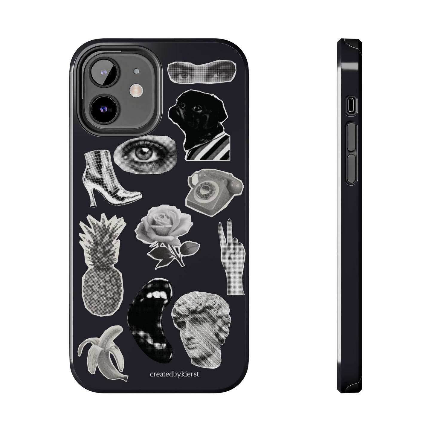 Black & White Vintage Sticker Design iPhone Case