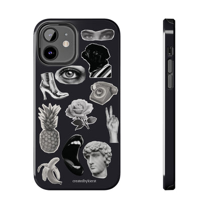 Black & White Vintage Sticker Design iPhone Case