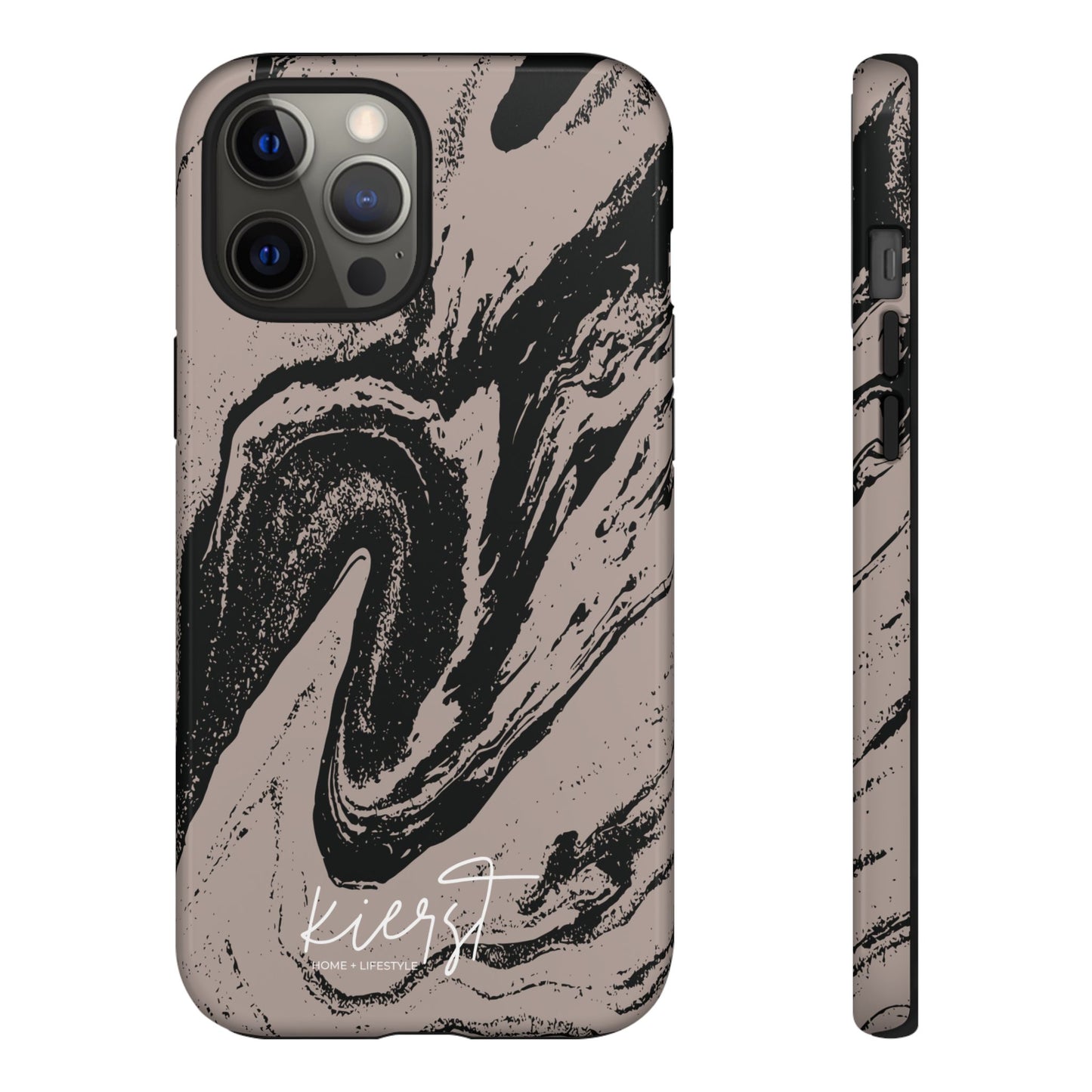 Taupe and Black Marble iPhone Case