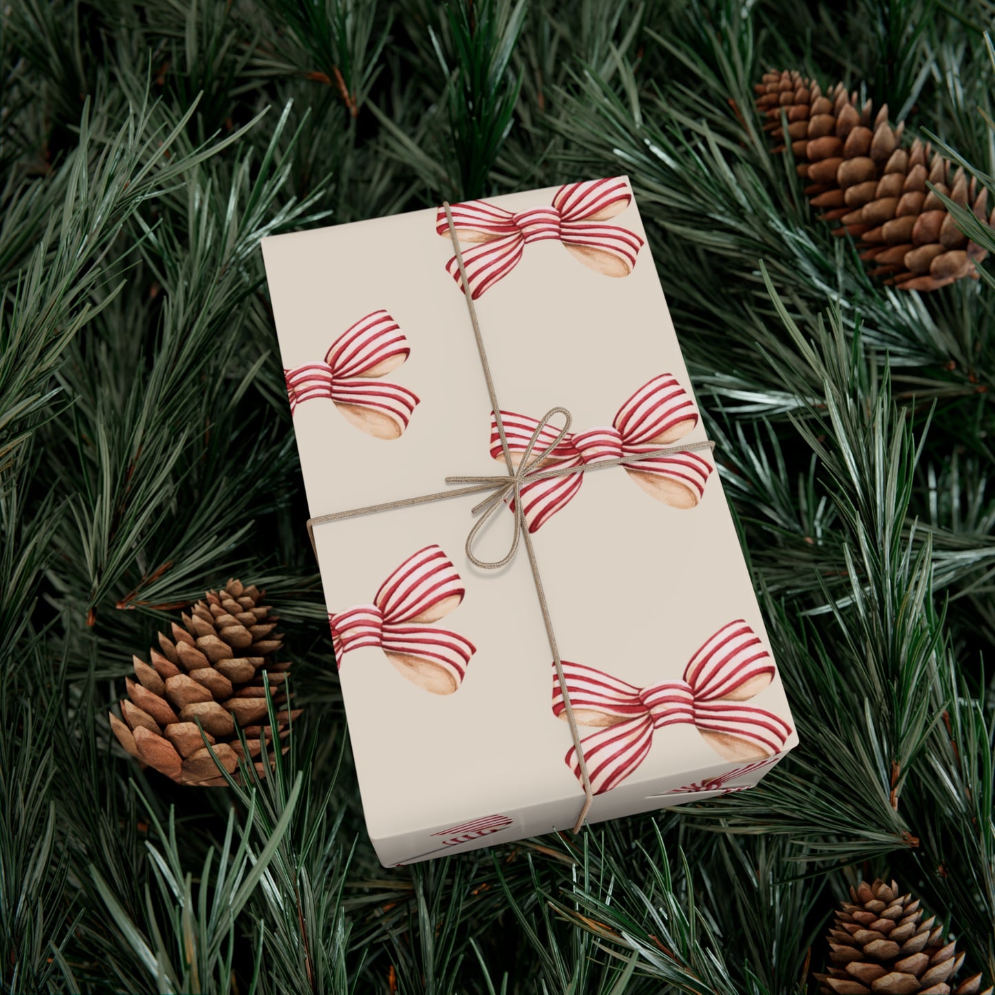 Red and Cream Bow Gift Wrapping Paper