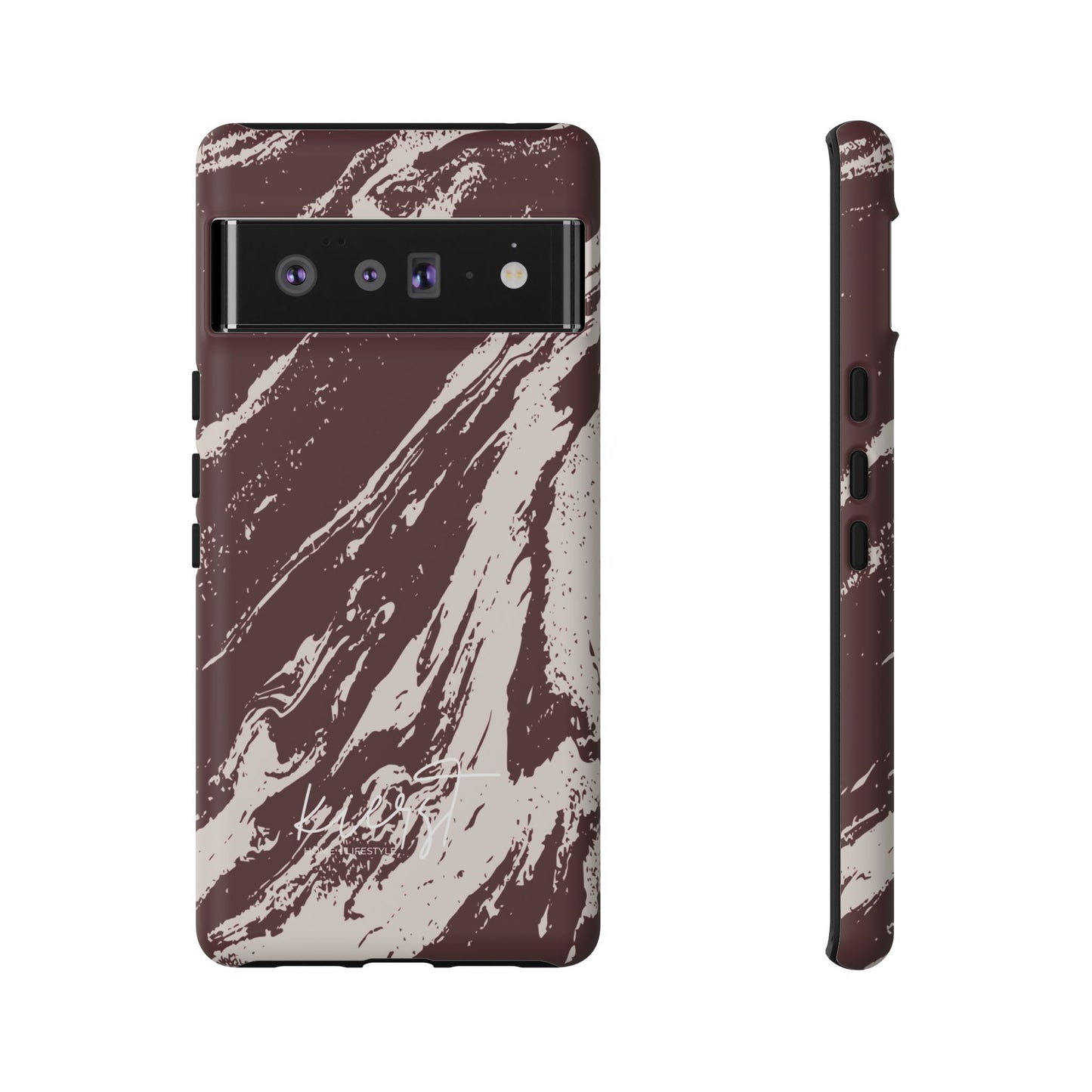 Cream Marble on Signature Velvet Noir Google Pixel Phone Case