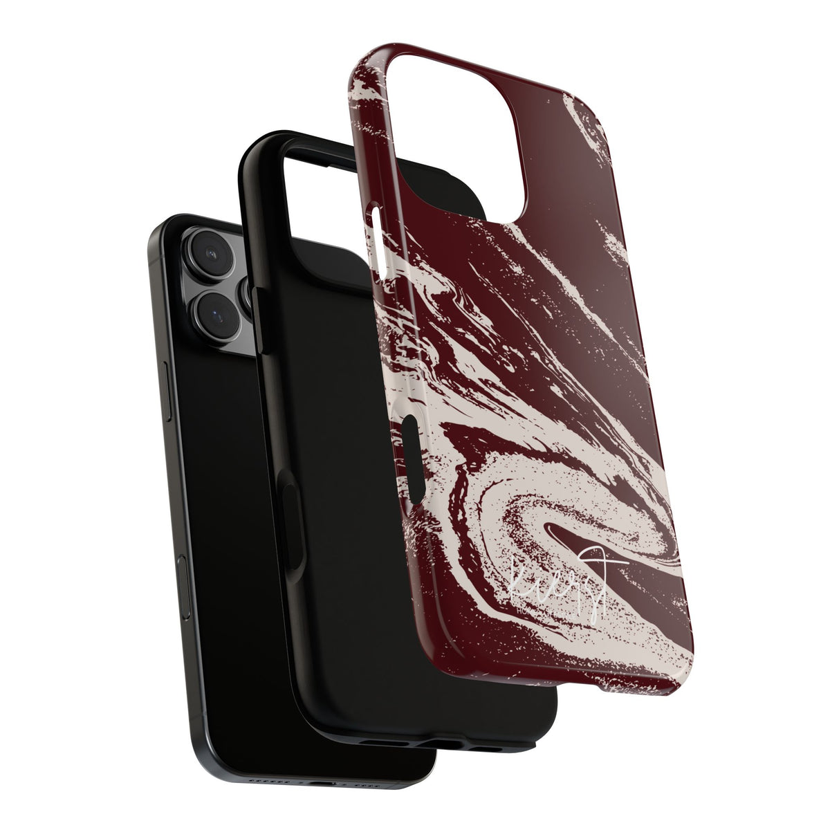 Cream Marble on Signature Velvet Noir iPhone Case