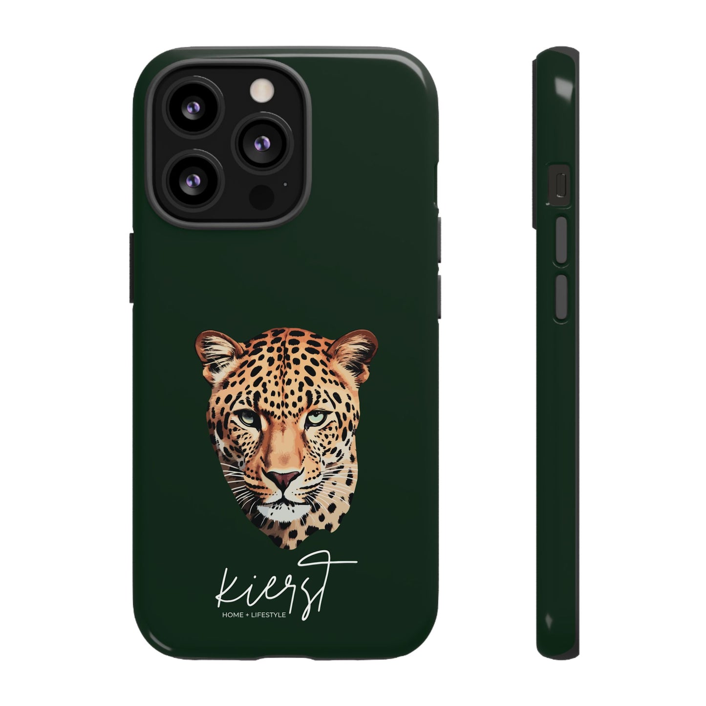 Leopard Head on Signature Midnight Pine iPhone Case | Designed to Stand Out