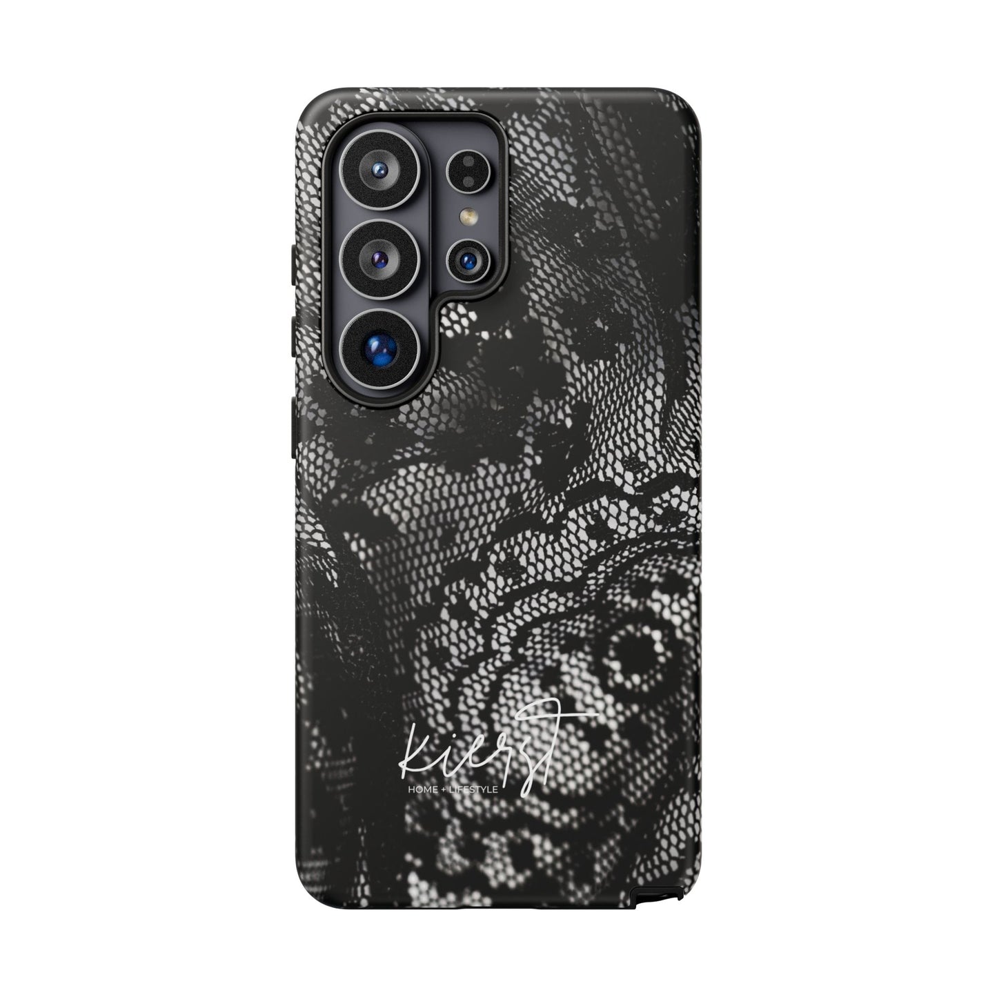 Black + White Lace Print Samsung Galaxy Phone Case