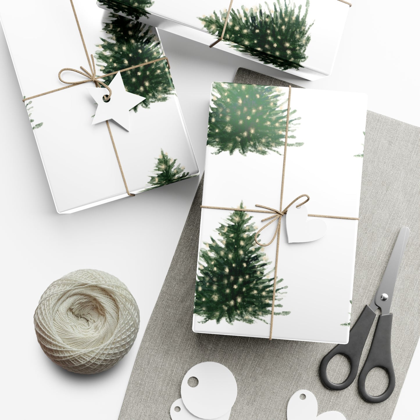 Watercolor Christmas Tree Gift Wrapping Paper