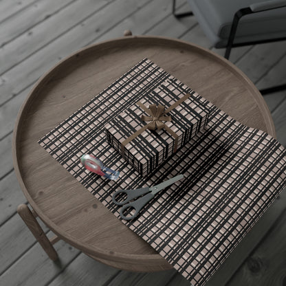 Modern Plaid Gift Wrapping Paper – Taupe, Black & Subtle Glitter Print