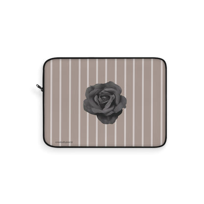 Black Rose with Cream Stripes Laptop Sleeve