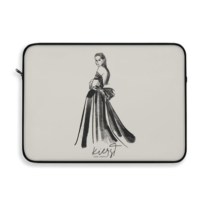 Elegant Evening Gown Sketch Laptop Sleeve | Fashion Illustration for Work & Travel