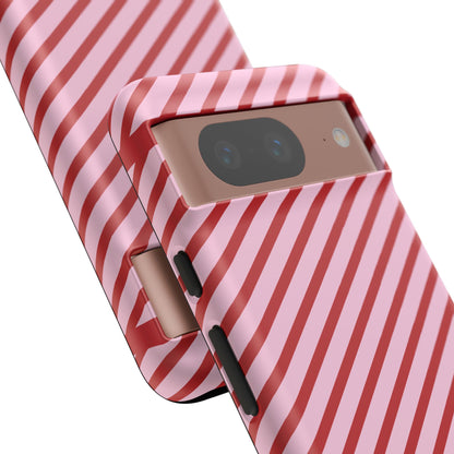 Holiday 25 Pink and Red Diagonal Striped Google Pixel Phone Case