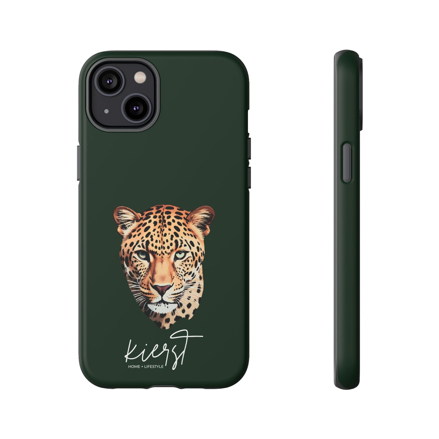 Leopard Head on Signature Midnight Pine iPhone Case | Designed to Stand Out