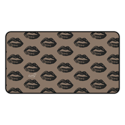 Black Lips on Mocha Desk Mat