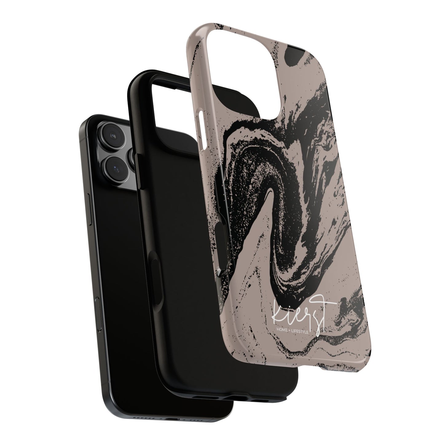 Black Marble on Taupe iPhone Case