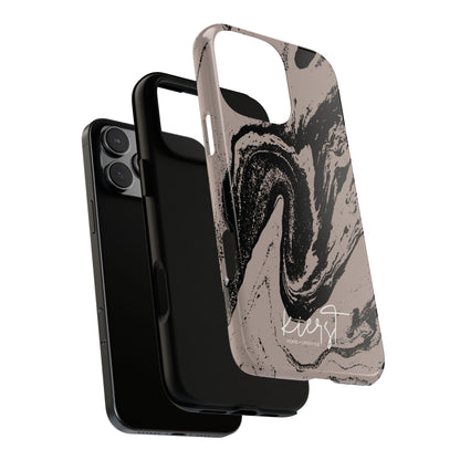 Black Marble on Taupe iPhone Case