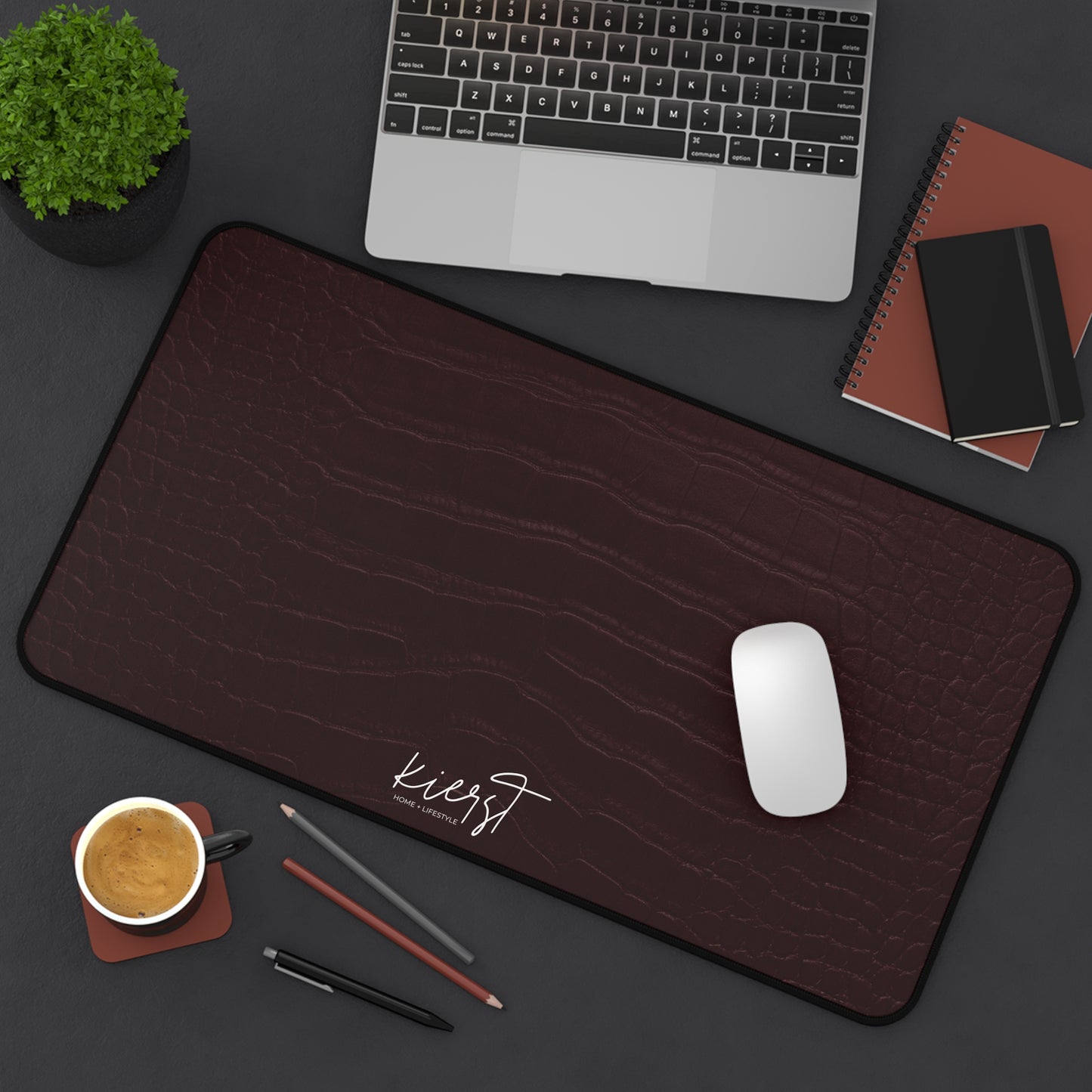 Signature Velvet Noir Crocodile Print Desk Mat