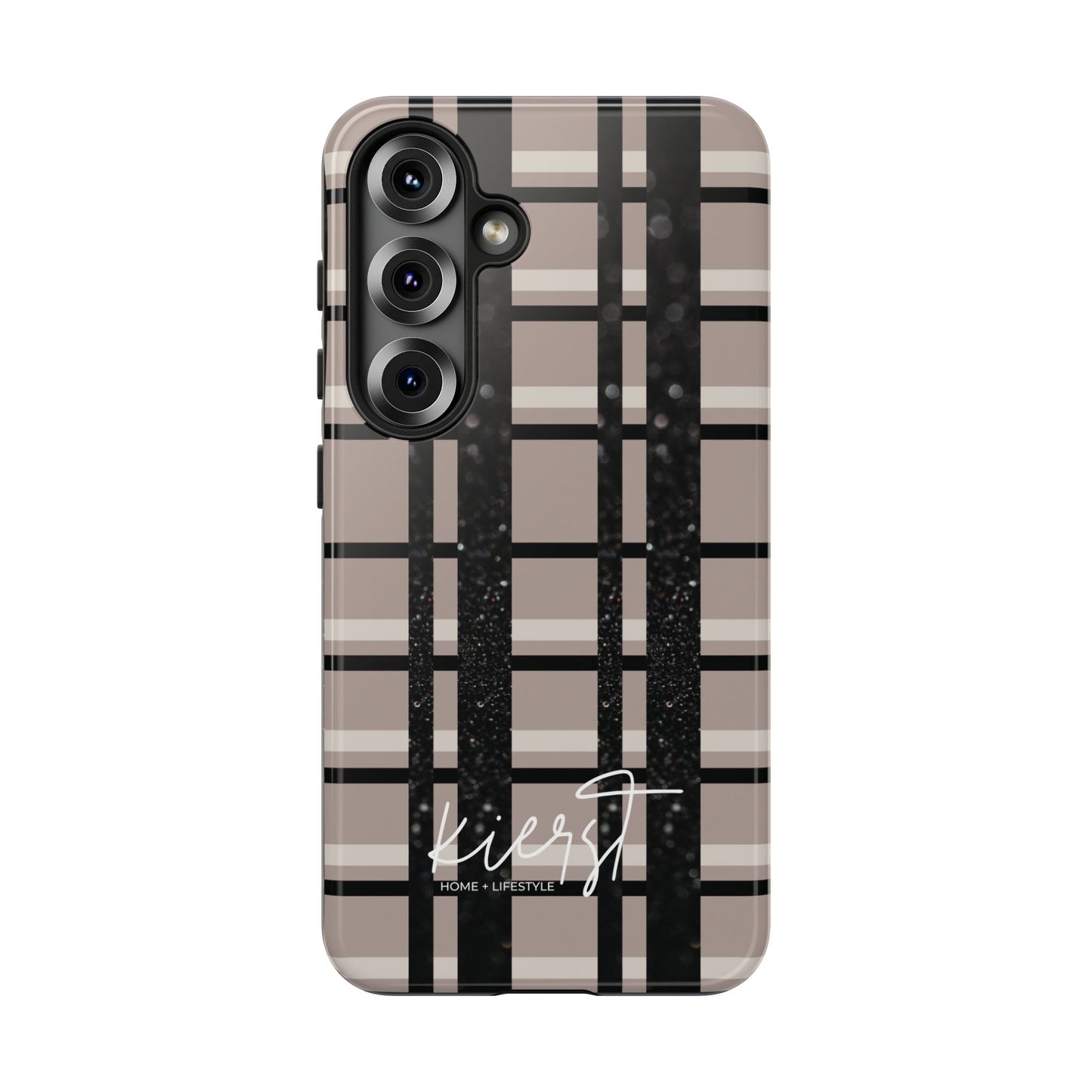 Taupe, Cream, and Black Plaid Samsung Galaxy Case