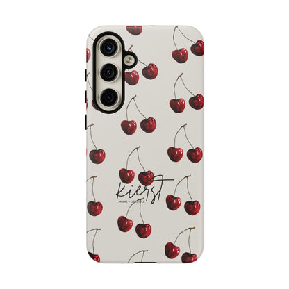 Moody Cherry Stems on White Bone Samsung Galaxy Case | Understated Luxury With A Playful Bite
