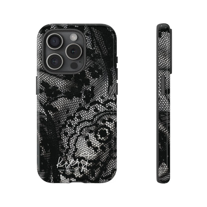 Black + White Lace Print iPhone Case