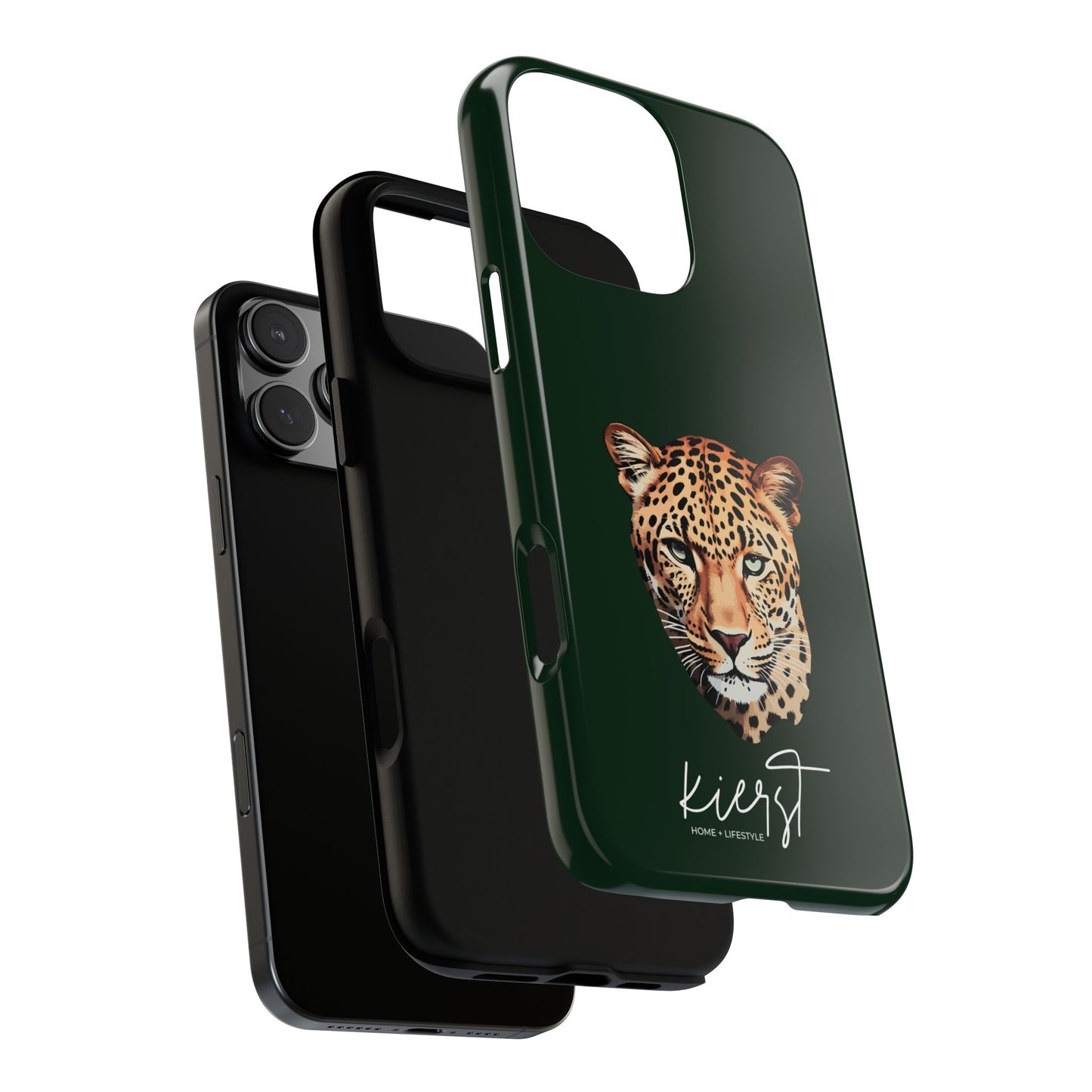 Leopard Head on Signature Midnight Pine iPhone Case | Designed to Stand Out