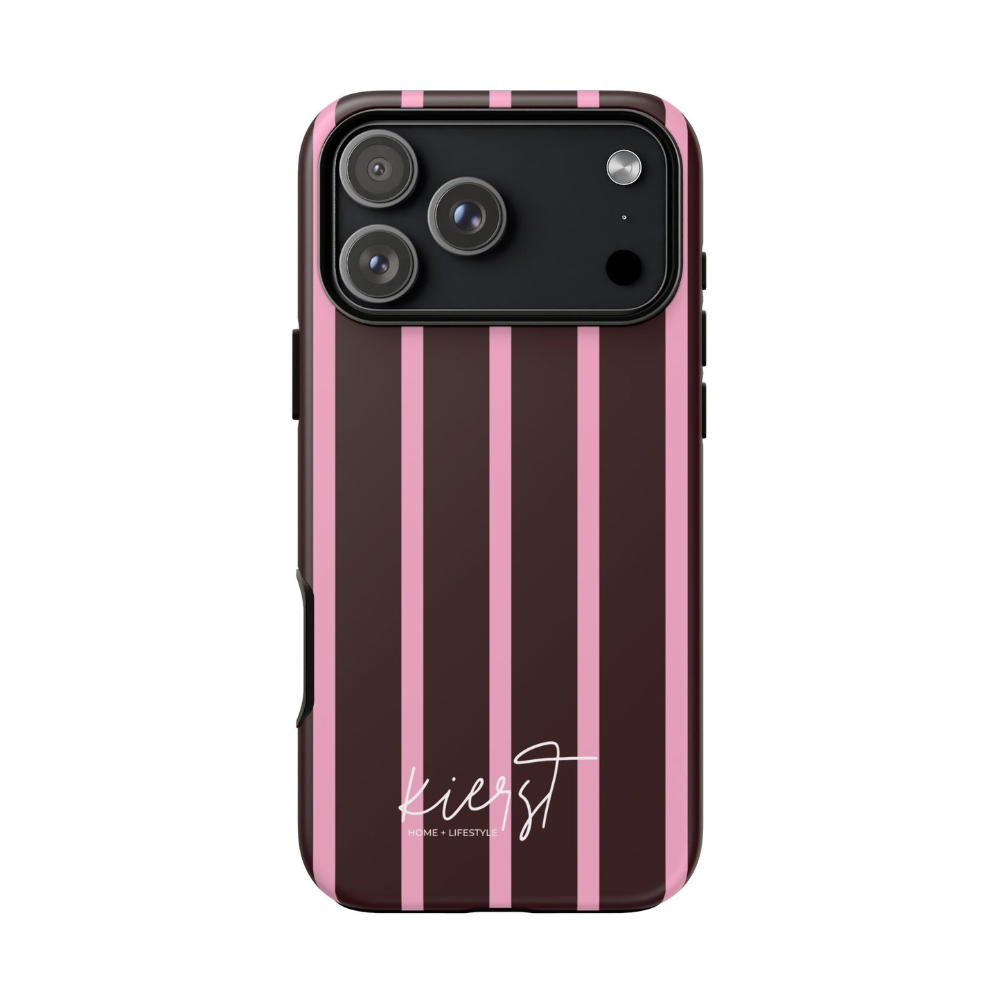 Signature Velvet Noir + Pink Stripes iPhone Case